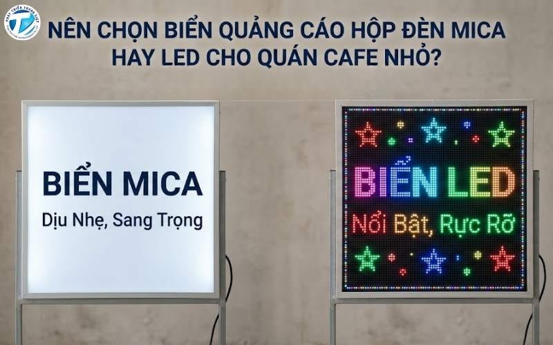 Nên Chọn Biển Quảng Cáo Hộp Đèn Mica hay Đèn LED Matrix Cho Quán Cafe?